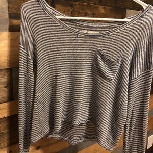 Hollister white and blue striped long sleeve